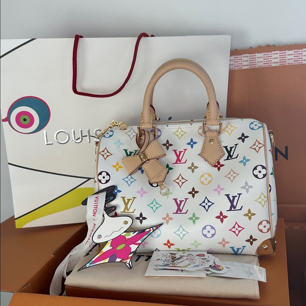 Louis Vuitton LV X TM Monogram Multicolor Speedy Bandouliere 25 Takashi Murakami
